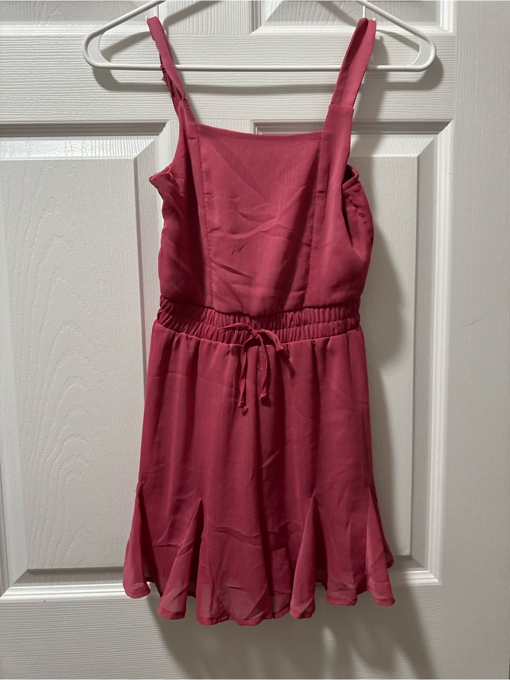 Francesca's Collections Pink Ruffled Strap Top